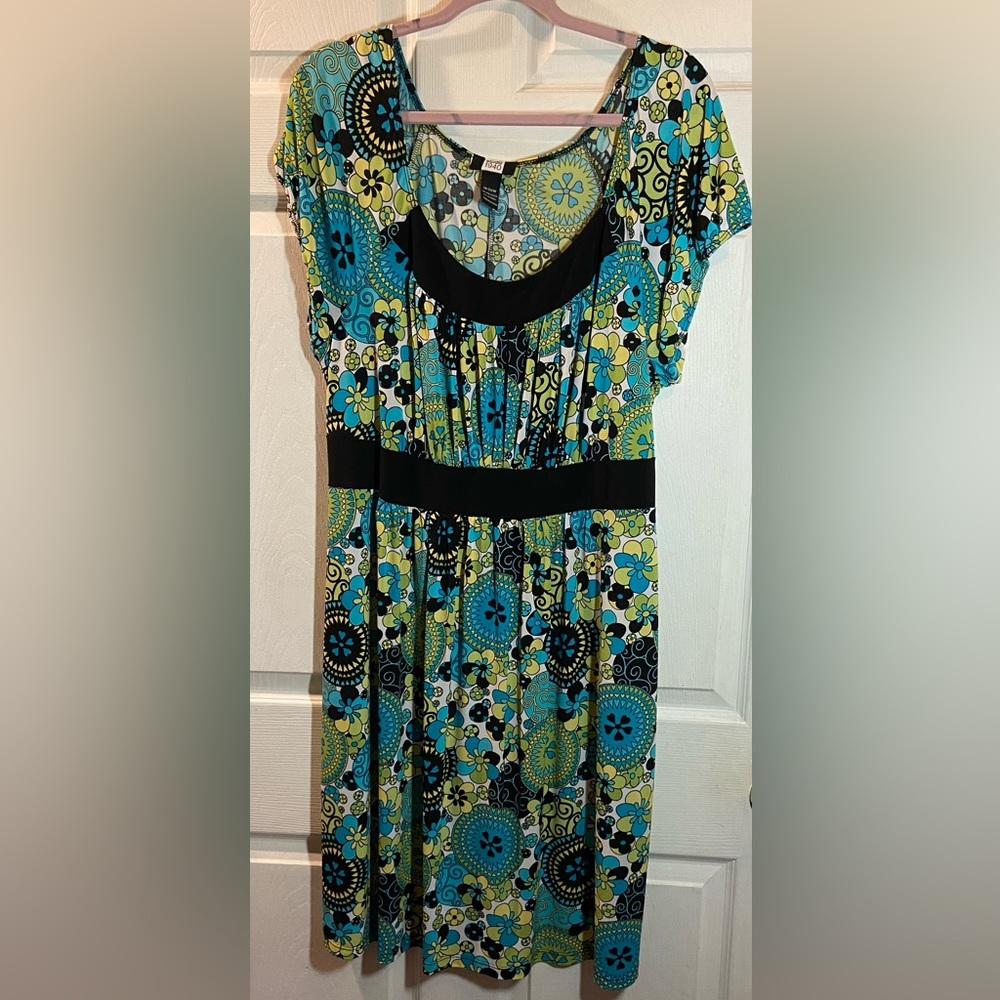 Studio 1940 Blue, Teal & Black Floral Maxi Dress. Tag removed from collar